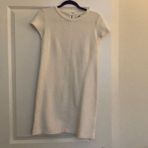 White ribbed cap sleeve dress